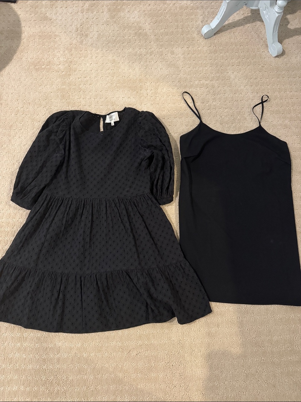 Womens Eyelet Tiered Dress with Black Slip